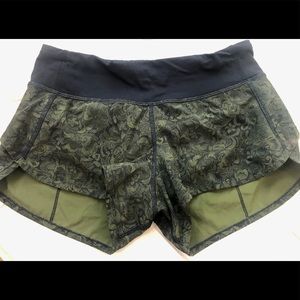 Lululemon olive green and black shorts